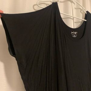 Open Shoulder Black Shirt